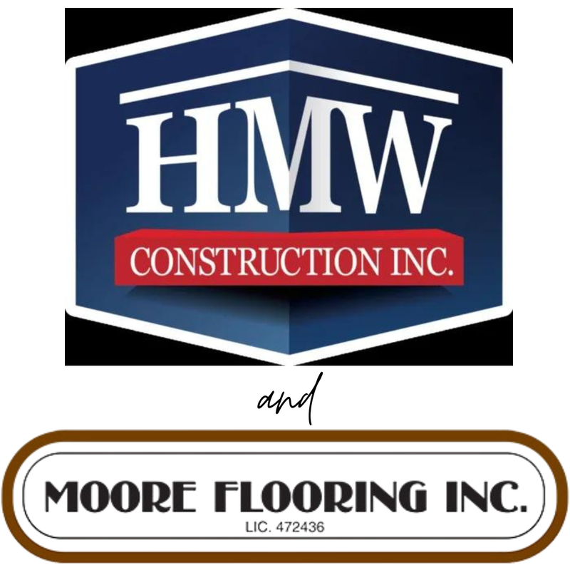 Logos for HMW Construction Inc. and Moore Flooring Inc.